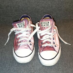 Women's Converse Custom Pink Velvet Low Top Sneakers